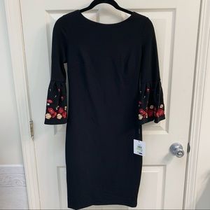 Calvin Klein Embroidered Bell Sleeve Sheath Dress